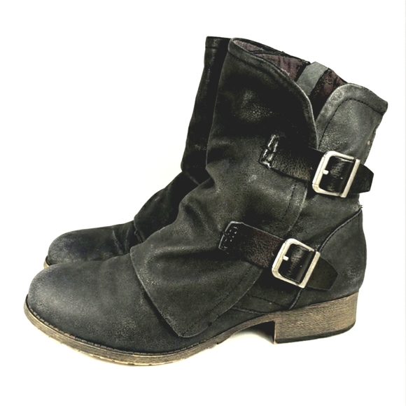 Jelly Pop Ivey  Black Vegan Leather, Double Buckle, Double Zip Bootie. Wmn 8M - Picture 2 of 12